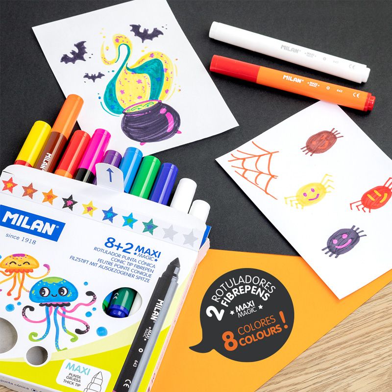 Milan MAXI Magic Fibrepens + 2 Magic Fibrepens (Box of 10)