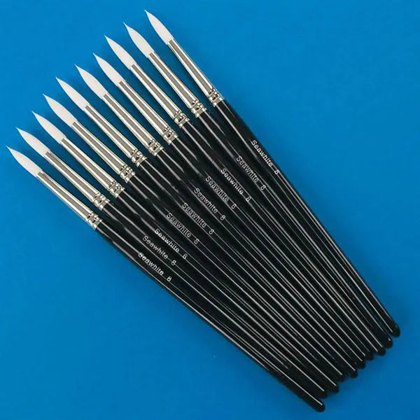 Seawhite Short Handle Synthetic White Round Brush