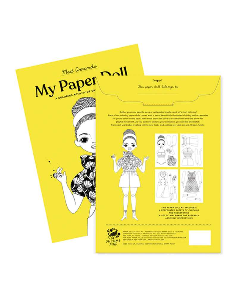 Amanda Colouring Paper Doll Kit
