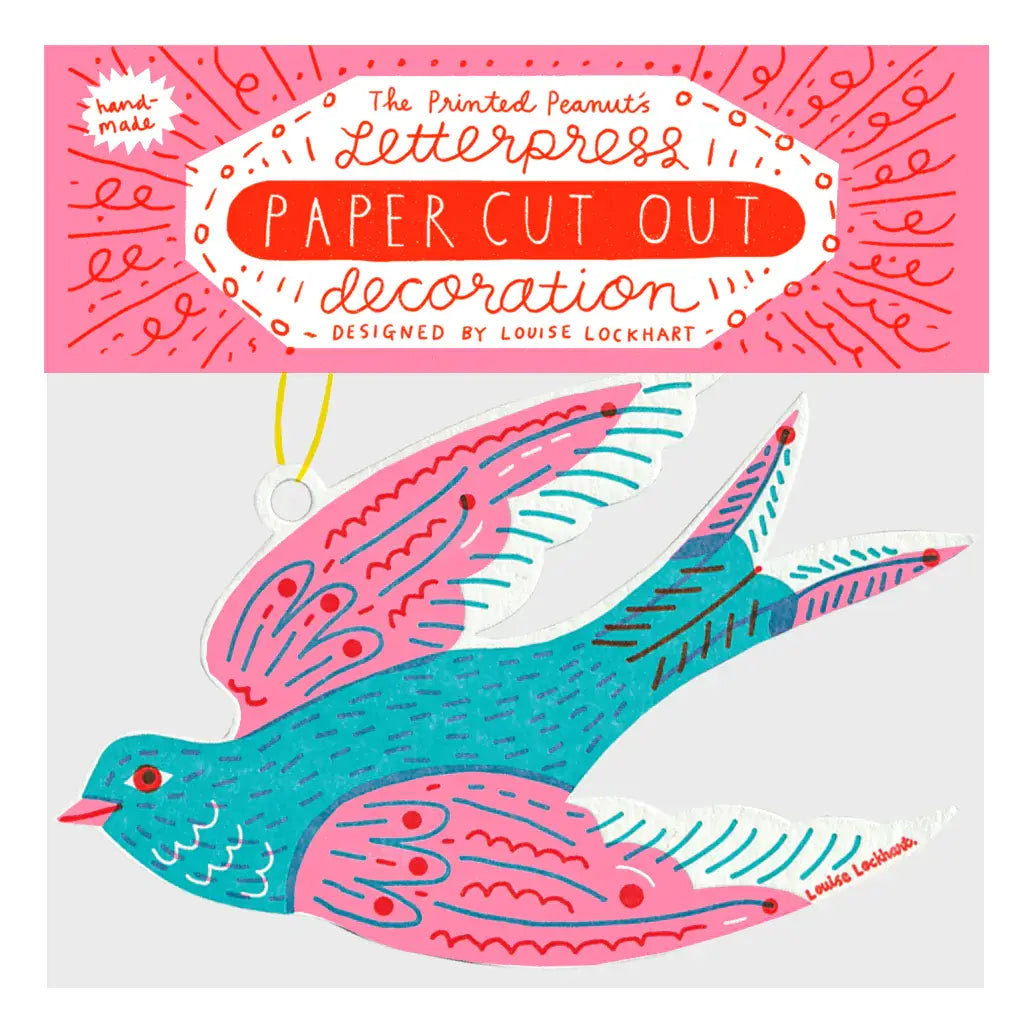 Swallow Letterpress Die Cut Decoration