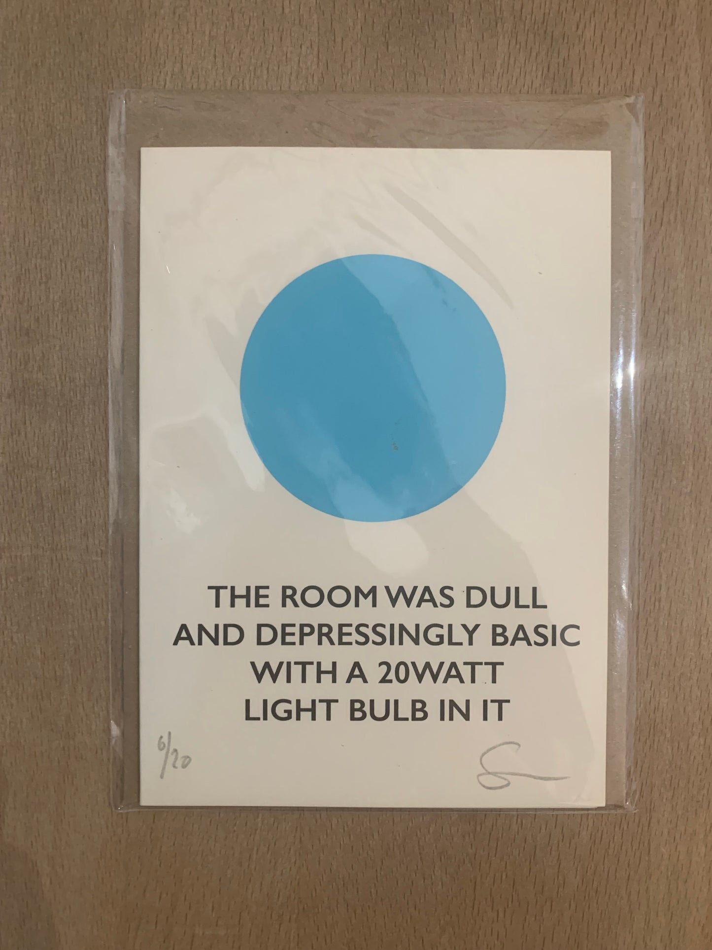 CMPH "The room was dull and depressingly basic with a 20watt light bulb in it" parting shot card