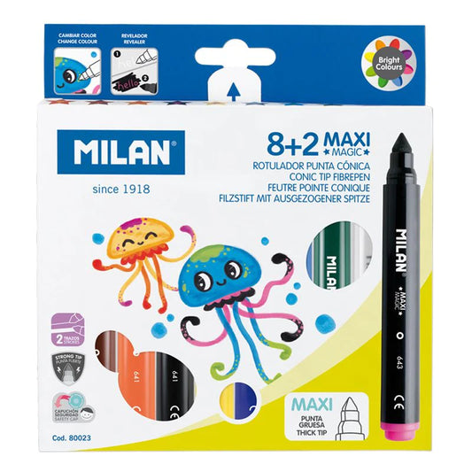 Milan MAXI Magic Fibrepens + 2 Magic Fibrepens (Box of 10)