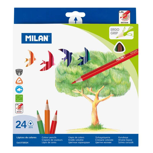 Milan 24 Triangular Coloured Pencils