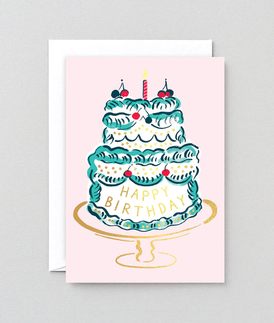 Happy Birthday Cake and Candle Card