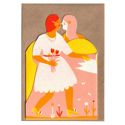 Two Women Concertina Heart Card