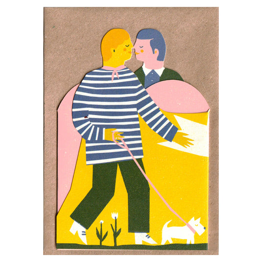 Two Men Concertina Heart Card