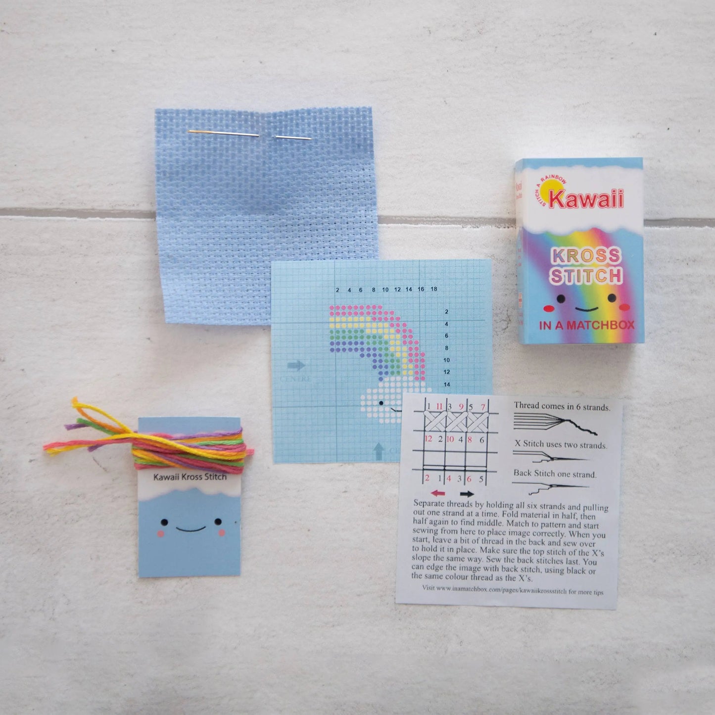 Kawaii Rainbow Cloud Cross Stitch Kit