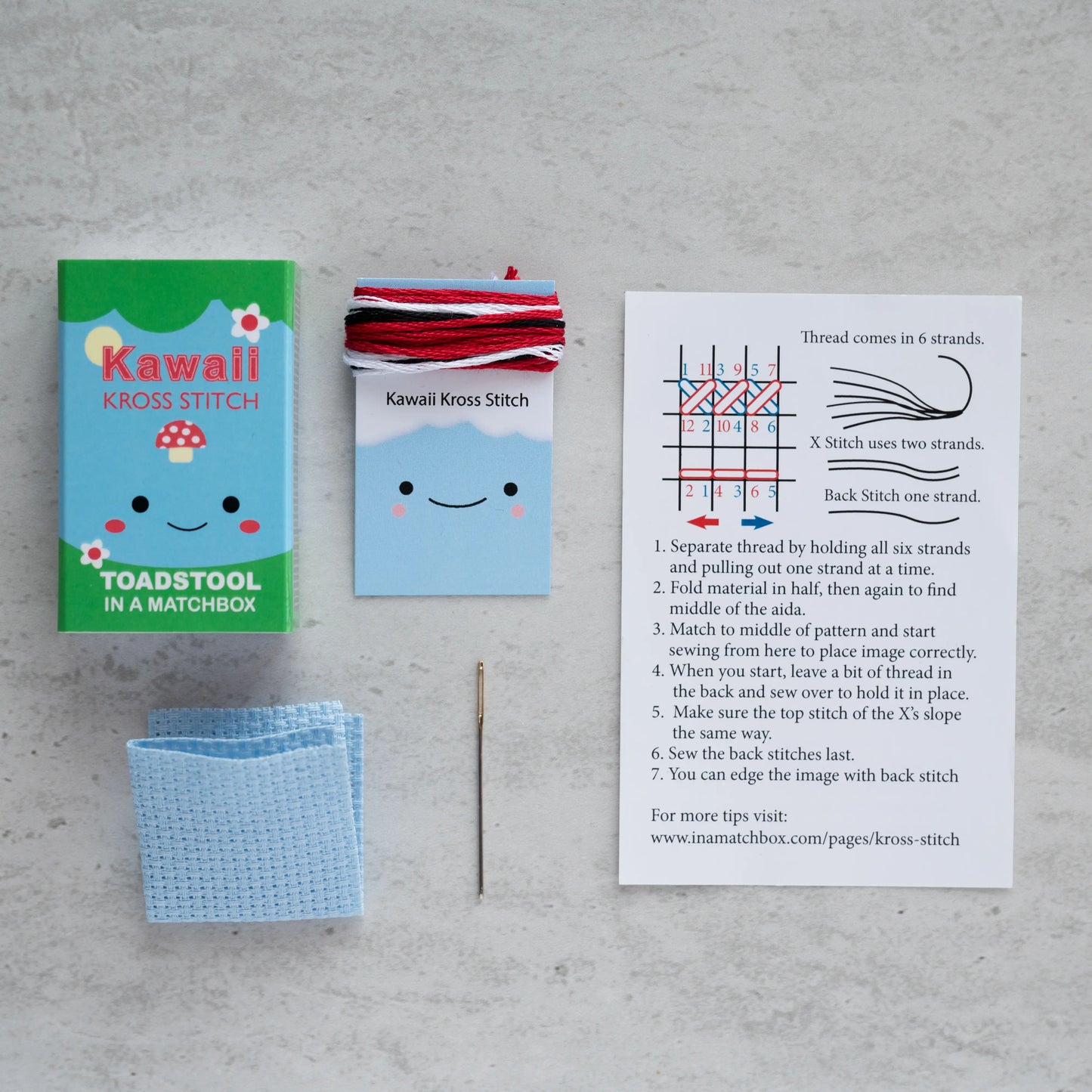 Kawaii Toadstool Cross Stitch Kit