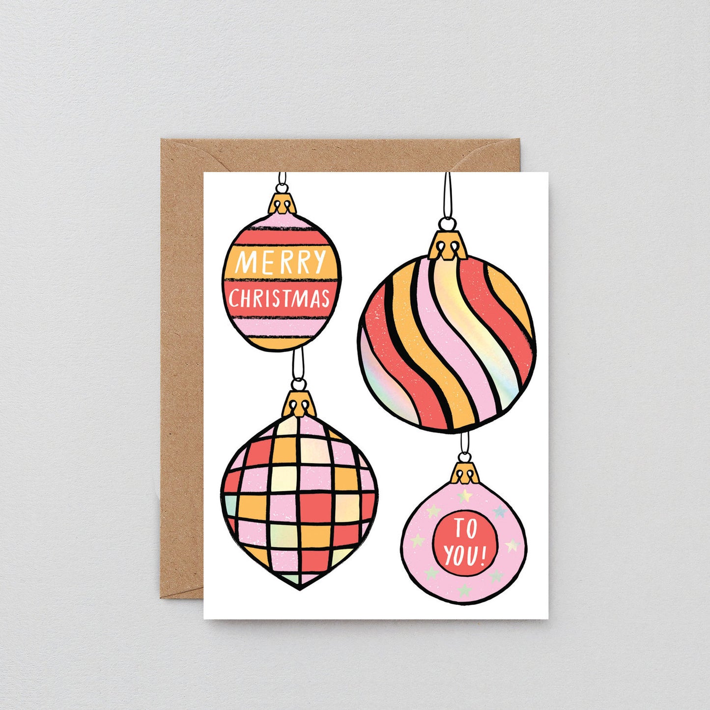 Merry Christmas Baubles - Card