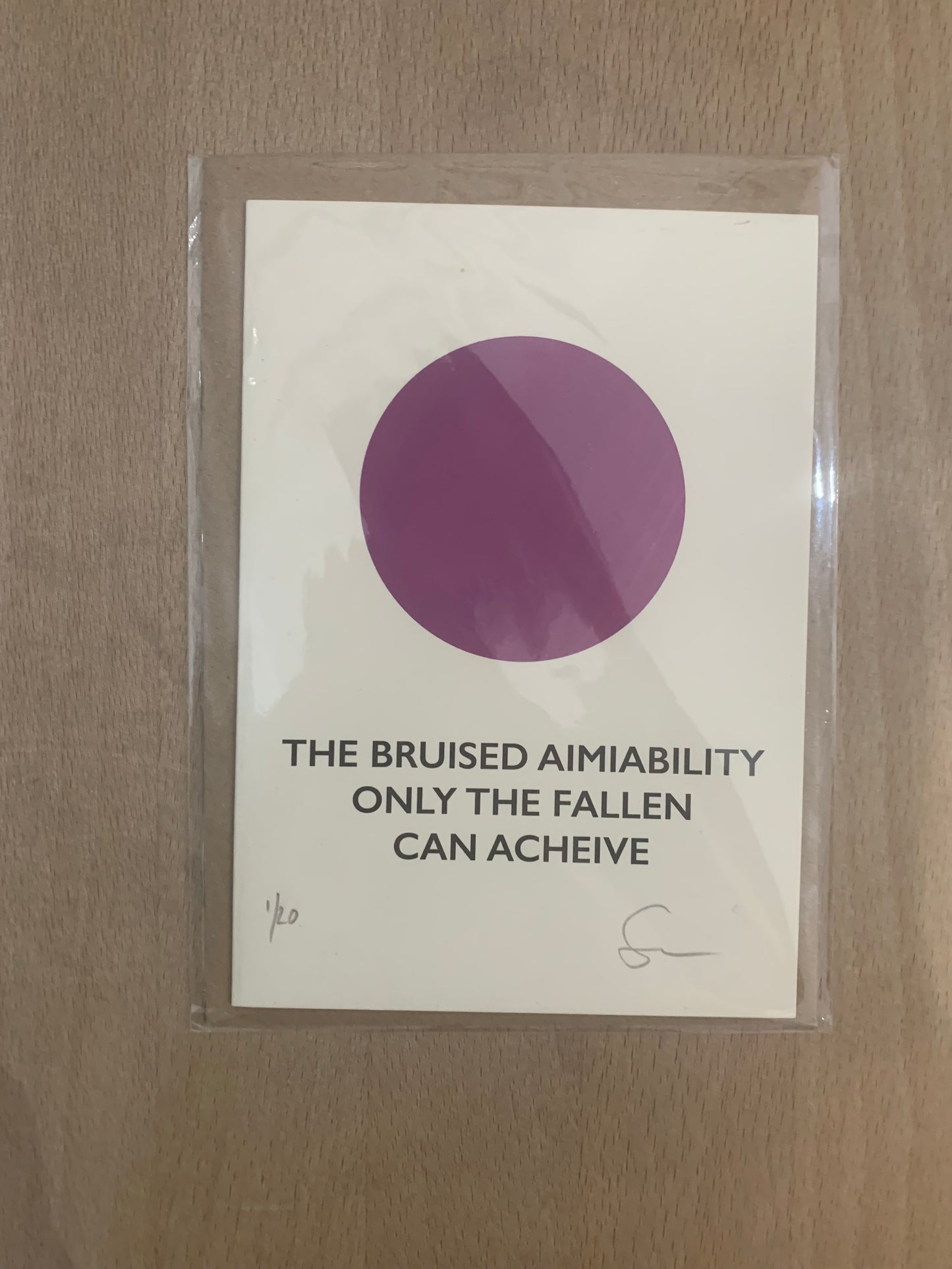 CMPH "The bruised amiability only the fallen can achieve" parting shot card